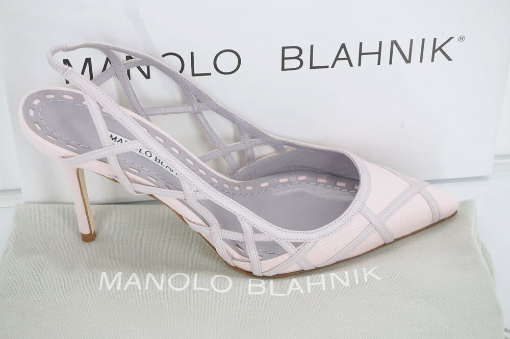 Manolo Blahnik Enatos Caged Slingback Pointed Toe Pump SZ 37 NIB